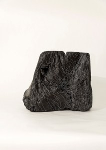 N&B n°54 - 28 x 25 x 17 cm - acrylique sur bois flotté - © Annie Thérie